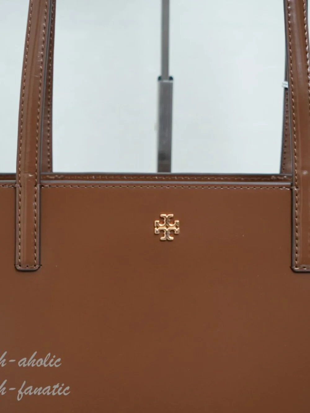 Tory Burch Emerson Patent Leather Work Tote Shoulder Bag in Rich Walnut NWT